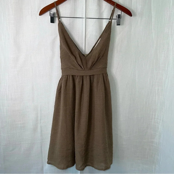 Mustard Seed Boho Indie Linen Style Back Zip Bow Dress Size Medium - Picture 1 of 8